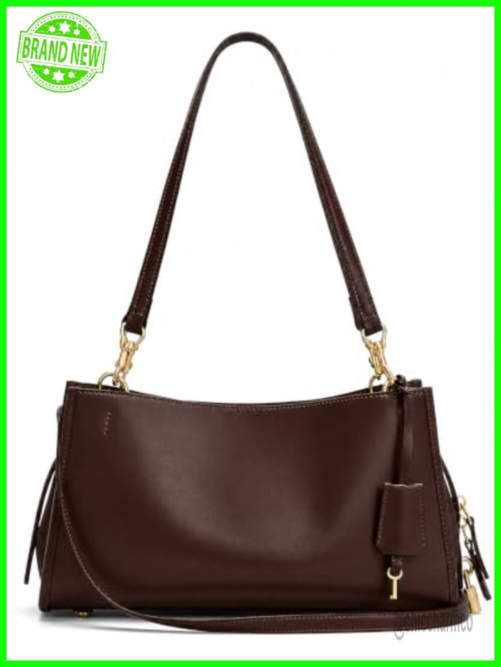 PU Leather Hobo Shoulder Bag Multi-Pocket Tote with Lock